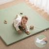 image:imageBlissful Diary Vegan Leather Baby Play Mat 71x59 Thicken Foam Cushioned amp Waterproof Playpen Mat for Infants and Toddlers Stylish and Just WipeClean Playmat for Baby Play on Floor Light GrayLight Green