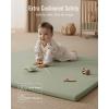 image:imageBlissful Diary Vegan Leather Baby Play Mat 71x59 Thicken Foam Cushioned amp Waterproof Playpen Mat for Infants and Toddlers Stylish and Just WipeClean Playmat for Baby Play on Floor Light GrayLight Green