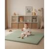 image:imageBlissful Diary Vegan Leather Baby Play Mat 71x59 Thicken Foam Cushioned amp Waterproof Playpen Mat for Infants and Toddlers Stylish and Just WipeClean Playmat for Baby Play on Floor Light GrayLight Green