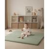 image:imageBlissful Diary Vegan Leather Baby Play Mat 71x59 Thicken Foam Cushioned amp Waterproof Playpen Mat for Infants and Toddlers Stylish and Just WipeClean Playmat for Baby Play on Floor Light GrayLight Green