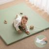 image:imageBlissful Diary Vegan Leather Baby Play Mat 71x59 Thicken Foam Cushioned amp Waterproof Playpen Mat for Infants and Toddlers Stylish and Just WipeClean Playmat for Baby Play on Floor Light GrayLight Green