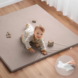 image:imageBlissful Diary Vegan Leather Baby Play Mat 71x59 Thicken Foam Cushioned amp Waterproof Playpen Mat for Infants and Toddlers Stylish and Just WipeClean Playmat for Baby Play on Floor Light GrayTaupe