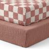 image:imageBlissful Diary Muslin Crib Sheets for Girl Boy Boho Neutral Soft Cotton Baby Sheet for 52x28 Standard Crib Mattress 2 PackBrown Checkboard amp BrownDusty Pink Checkboard  Dusty Pink