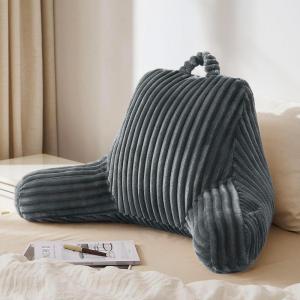 image:imageBlissful Diary Reading Pillow for Sitting in Bed Flannel Back Pillow Bed Sitting Up for Adult amp Children Backrest Cushion for Sit Up in Couch or Floor Dorm Essentials Plush PinkDark Gray