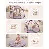 image:imageBlissful Diary Baby Play Gym Mat Play Mat Activity Mat with 6 Detachable Toys for StageBased Sensory amp Motor Skill Development Easy to Install amp Clean Baby Essentials Gift Brown CheckerboardLavender Pink