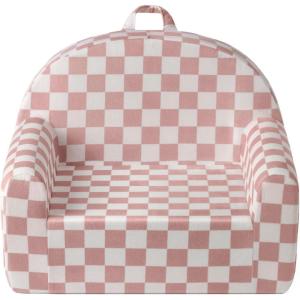 image:imageBlissful Diary Toddler Chair Snuggly Soft Kids Sofa Chair Supportive Toddler Couch for Boys and Girls Kids Furniture for Baby Gift Blush CheckeredBlush Checkered