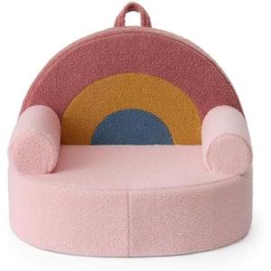 image:imageBlissful Diary Toddler Chair Snuggly Soft Kids Sofa Chair Supportive Toddler Couch for Boys and Girls Kids Furniture for Baby Gift Blush CheckeredBlush Pink Rainbow