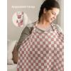 image:imageBlissful Diary Muslin Nursing Cover for Breastfeeding Breathable Breastfeeding Cover up with Arch Neckline for Women Nursing Apron Brown CheckboardDusty Pink Checkboard