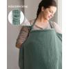 image:imageBlissful Diary Muslin Nursing Cover for Breastfeeding Breathable Breastfeeding Cover up with Arch Neckline for Women Nursing Apron Brown CheckboardRoman Green