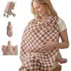 image:imageBlissful Diary Muslin MultiUse Cloth  4in1 Privacy Nursing Cover Swaddle Blanket Car Seat Cover Burp Cloth Portable Breastfeeding Essentials for Women Baby Must Have Brown CheckboardBrown Checkboard