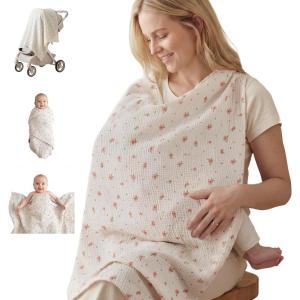 image:imageBlissful Diary Muslin MultiUse Cloth  4in1 Privacy Nursing Cover Swaddle Blanket Car Seat Cover Burp Cloth Portable Breastfeeding Essentials for Women Baby Must Have Brown CheckboardPink Floral