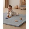 image:imageBlissful Diary 13 Thick Baby Play Mat 71x59 Playpen Mat with Removable amp Washable Cover Ultra Soft Crawling Rug for Floor Foam Cushion amp NonSlip Backing for Kids Toddlers Earth Tone RainbowLight Grey