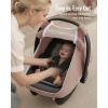 image:imageBlissful Diary Baby Car Seat Cover Extra Large Mesh Window Breathable Muslin Cotton Infant Windproof Canopy MustHave Baby Gift  Roman GreenDusty Pink