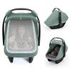image:imageBlissful Diary Baby Car Seat Cover Extra Large Mesh Window Breathable Muslin Cotton Infant Windproof Canopy MustHave Baby Gift  Roman GreenRoman Green