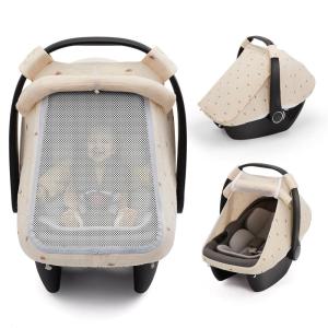 image:imageBlissful Diary Baby Car Seat Cover Extra Large Mesh Window Breathable Muslin Cotton Infant Windproof Canopy MustHave Baby Gift  Roman GreenSunshine
