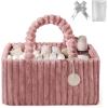 image:imageBlissful Diary Flannel Diaper Caddy Organizer included Gift Packaging Cozy Nursery Storage Basket Gift for Baby Shower Newborn Essentials Blush PinkPlush Pink