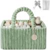 image:imageBlissful Diary Flannel Diaper Caddy Organizer included Gift Packaging Cozy Nursery Storage Basket Gift for Baby Shower Newborn Essentials Blush PinkTrendy Sage Green