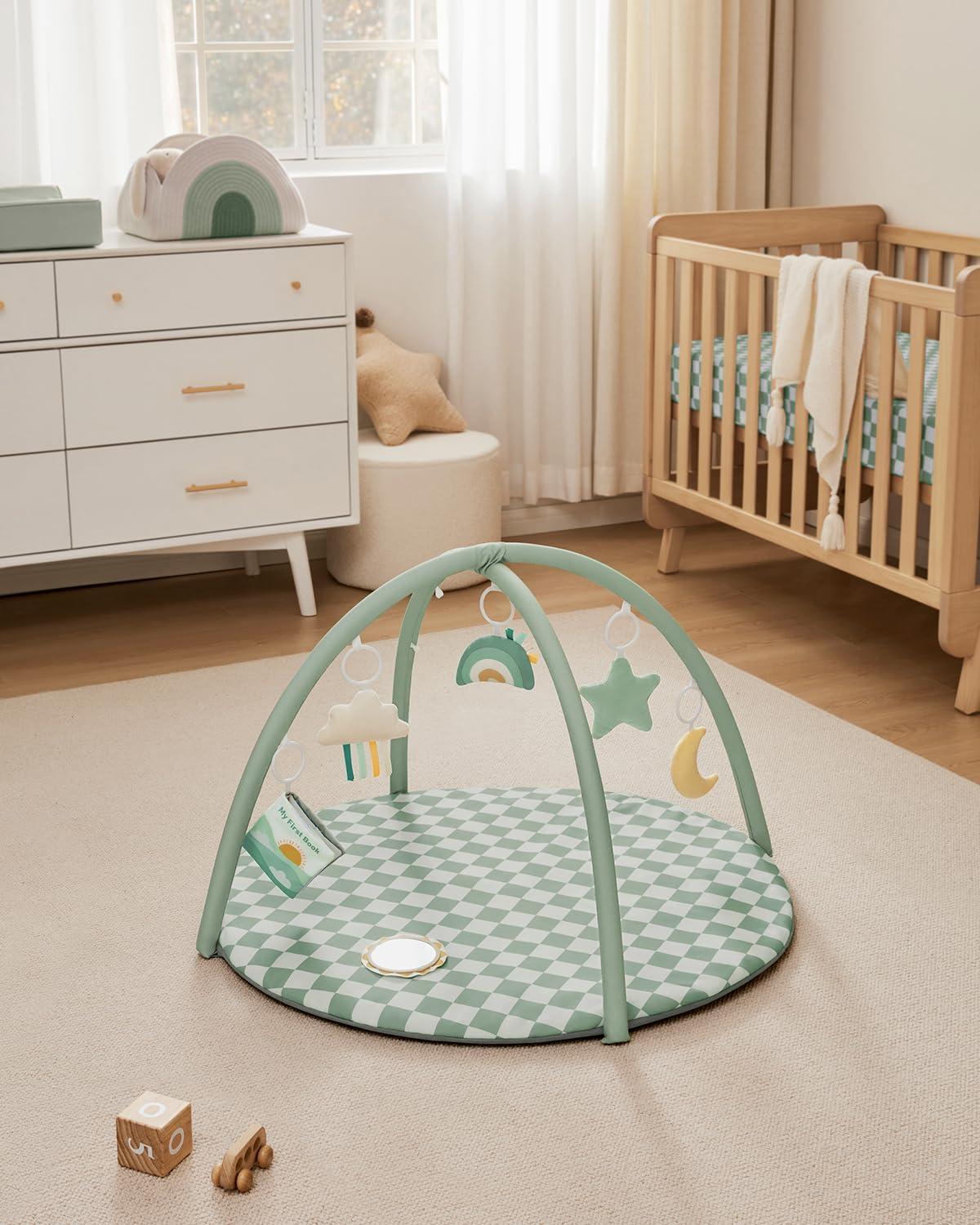 image:imageBlissful Diary Baby Play Gym Mat Play Mat Activity Mat with 6 Detachable Toys for StageBased Sensory amp Motor Skill Development Easy to Install amp Clean Baby Essentials Gift Sage CheckerboardSage Checkerboard