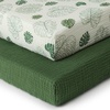 image:imageMuslin Changing Pad Cover and Crib Sheets Monstera LeavesampDark Green Bundle