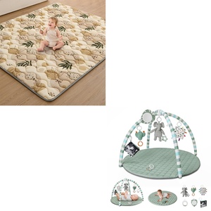 image:imageBlissful Diary 71x59 Playpen Mat Earth Tones Design  Sage Green Baby Play Gym Mat