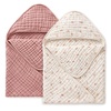 image:imageBlissful Diary Muslin Baby Hooded Towel 2 Pack Soft amp Absorbent Bath Towel for Infant Toddler Unisex Baby Gift Newborn Essentials Sunny Duck amp Gentle LambPink Floral  Light Pink