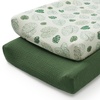 image:imageBlissful Diary Muslin Changing Pad Cover for Baby Girls Boys Ultra Soft Breathable Cotton Baby Diaper Change Table Pad Covers 2Pack Checkered Green amp Sage GreenMonstera Leaves  Dark Green
