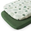 image:imageMuslin Bassinet Sheet Monstera LeavesampDark Green and Nursing Cover Roman Green Bundle