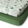 image:imageMuslin Mini Crib Sheets Monstera LeavesampDark Green and Muslin Nursing Cover Bundle