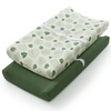 image:imageMuslin Changing Pad Cover and Standard Changing Pad Bundle Monstera LeavesampDark Green and Sage Green