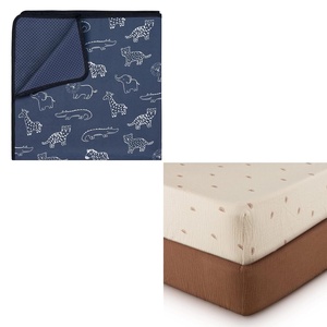 image:imageBaby Splat Mat Animals and Muslin Crib Sheets 2 Pack Bundle