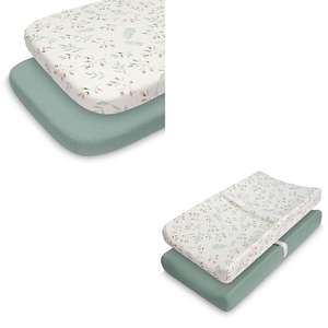 image:imageBassinet Sheet 2 Pack and Changing Pad Cover 2 Pack Leaf Bundle