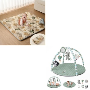 image:imageBlissful Diary 43x43 Playpen Mat Earth Tones Design  Sage Green Baby Play Gym Mat
