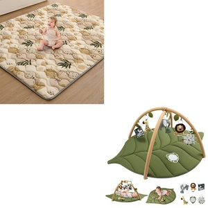 image:imageBlissful Diary 71x59 Playpen Mat Earth Tones Design  Green Leaf Baby Play Gym Mat