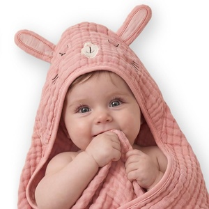 image:imageBlissful Diary Muslin Baby Hooded Towel 2 Pack Soft amp Absorbent Bath Towel for Infant Toddler Unisex Baby Gift Newborn Essentials Sunny Duck amp Gentle LambSweet Bunny