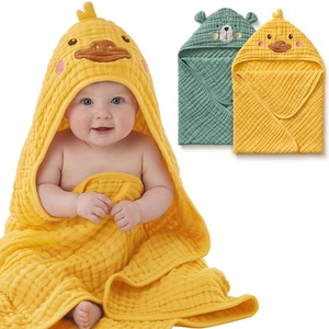 image:imageBlissful Diary Muslin Baby Hooded Towel 2 Pack Soft amp Absorbent Bath Towel for Infant Toddler Unisex Baby Gift Newborn Essentials Sunny Duck amp Gentle LambSmart Bear  Sunny Duck