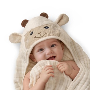 image:imageBlissful Diary Muslin Baby Hooded Towel 2 Pack Soft amp Absorbent Bath Towel for Infant Toddler Unisex Baby Gift Newborn Essentials Sunny Duck amp Gentle LambGentle Lamb