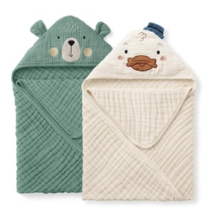 image:imageBlissful Diary Muslin Baby Hooded Towel 2 Pack Soft amp Absorbent Bath Towel for Infant Toddler Unisex Baby Gift Newborn Essentials Sunny Duck amp Gentle LambSmart Bear  Dapper Duck