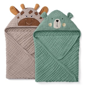 image:imageBlissful Diary Muslin Baby Hooded Towel 2 Pack Soft amp Absorbent Bath Towel for Infant Toddler Unisex Baby Gift Newborn Essentials Sunny Duck amp Gentle LambSmart Bear  Gentle Giraffe