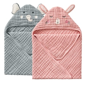 image:imageBlissful Diary Muslin Baby Hooded Towel 2 Pack Soft amp Absorbent Bath Towel for Infant Toddler Unisex Baby Gift Newborn Essentials Sunny Duck amp Gentle LambWise Elephant  Sweet Bunny