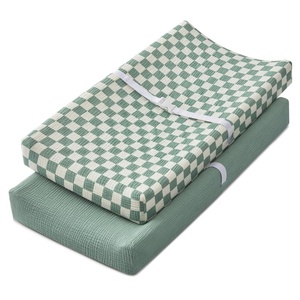 image:imageBlissful Diary Muslin Changing Pad Cover for Baby Girls Boys Ultra Soft Breathable Cotton Baby Diaper Change Table Pad Covers 2Pack Checkered Green amp Sage GreenCheckered Green  Sage Green