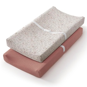 image:imageBlissful Diary Muslin Changing Pad Cover for Baby Girls Boys Ultra Soft Breathable Cotton Baby Diaper Change Table Pad Covers 2Pack Checkered Green amp Sage GreenBlush Bunny  Dusty Pink