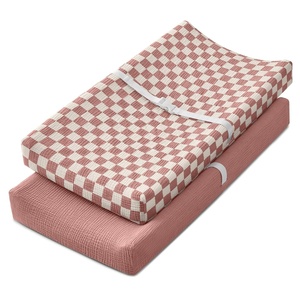 image:imageBlissful Diary Muslin Changing Pad Cover for Baby Girls Boys Ultra Soft Breathable Cotton Baby Diaper Change Table Pad Covers 2Pack Checkered Green amp Sage GreenCheckered Pink  Dusty Pink