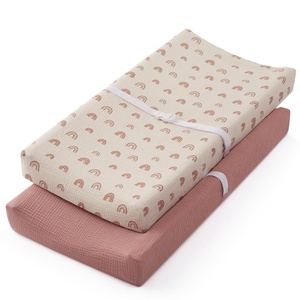 image:imageBlissful Diary Muslin Changing Pad Cover for Baby Girls Boys Ultra Soft Breathable Cotton Baby Diaper Change Table Pad Covers 2Pack Checkered Green amp Sage GreenDusty PinkRainbow