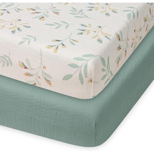 image:imageBlissful Diary Muslin Mini Crib Sheets 2 Pack and Baby Diaper Caddy Organizer Bundle