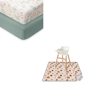 image:imageMuslin Crib Sheets Leaf and Baby Splat Mat Rainbow Bundle