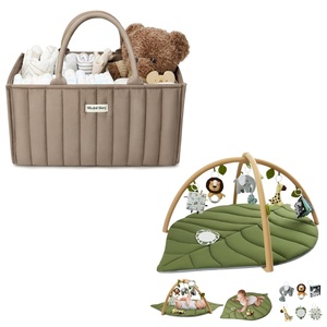 image:imageOversize Leaf Shaped Baby Play Mat w 6 Detachable Toys  Baby Diaper Caddy Basket