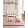 image:imageBlissful Diary 13 Thick Baby Play Mat 71x59 Playpen Mat with Removable amp Washable Cover Ultra Soft Crawling Rug for Floor Foam Cushion amp NonSlip Backing for Kid Toddlers and Infants BeigeDusty Pink