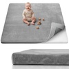 image:imageBlissful Diary 13 Thick Baby Play Mat 71x59 Playpen Mat with Removable amp Washable Cover Ultra Soft Crawling Rug for Floor Foam Cushion amp NonSlip Backing for Kid Toddlers and Infants BeigeLight Grey