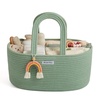 image:imageBlissful Diary Baby Diaper Caddy Organizer Cotton Rope Diaper Caddy Basket Oval Storage Basket Gift for Baby Shower Newborn Essentials GreenOval Green