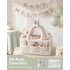 image:imageBlissful Diary Flannel Diaper Caddy Organizer with Gift Packaging Cute Nursery Storage Basket Cream Beige